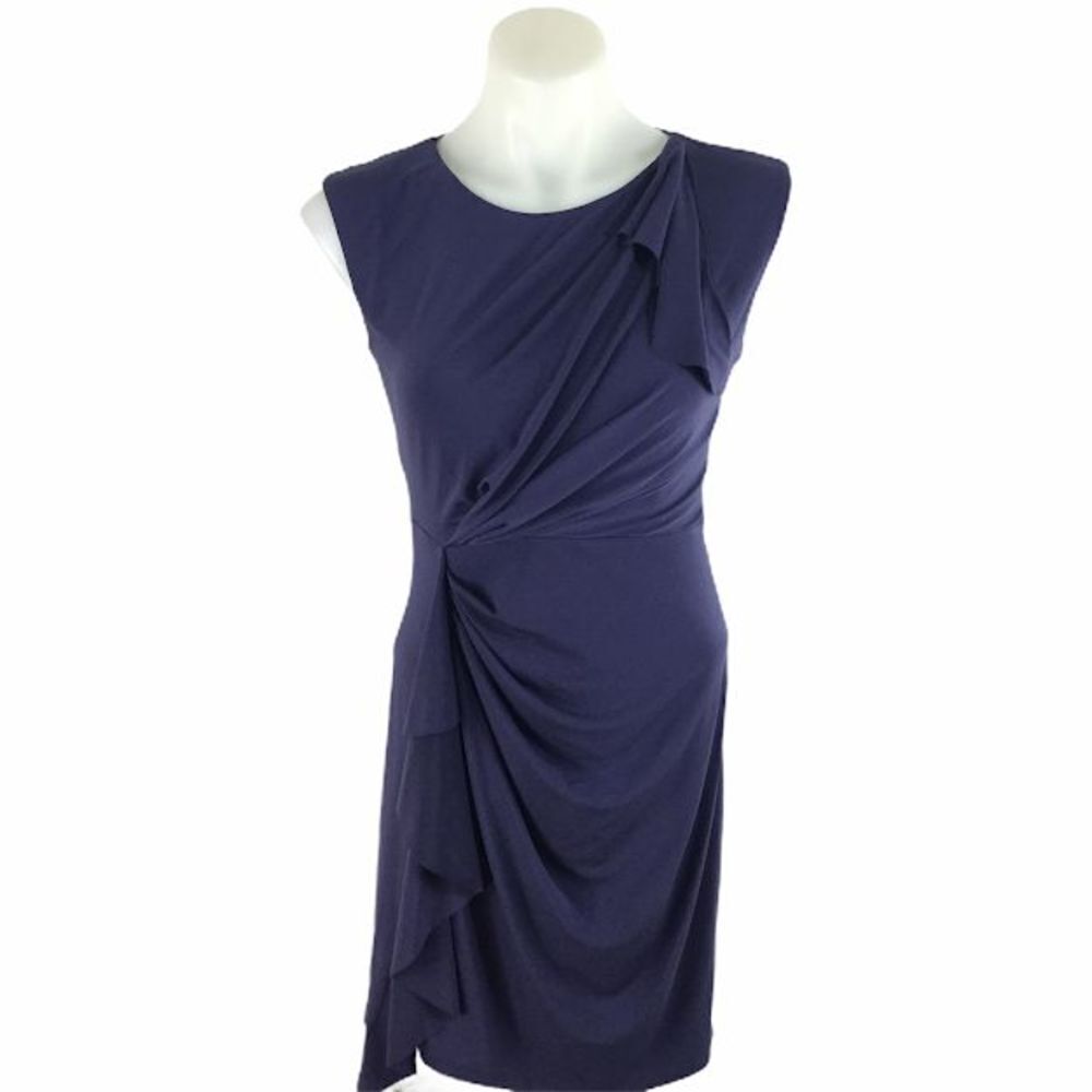 Max And Cleo Ruffle Stretch Sleeveless Casual Dress Blue Size XXS